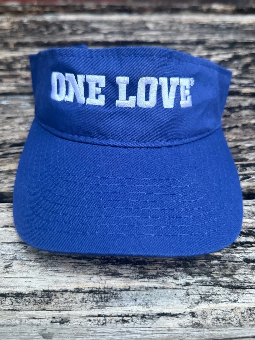 Raising Canes Chicken Finger Restaurant Blue 'ONE LOVE' Adjustable Visor Hat P1